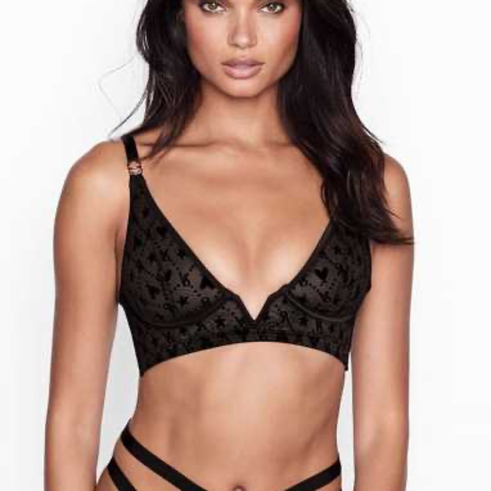 Victoria’s Secret velvet flocked bralette and matching panty